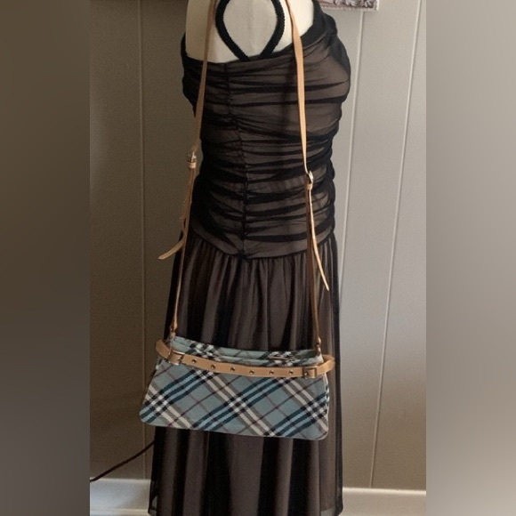 Burberry London Blue Label Blue Nova Check Canvas Leather Crossbody Bag VGUC - Picture 15 of 16